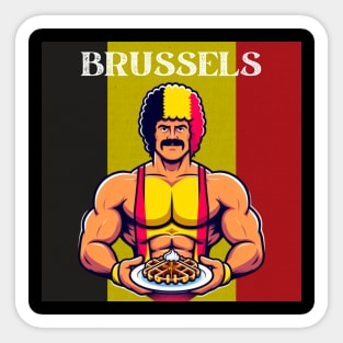 Brussels Wrestler Fro Belgian Waffles Sticker